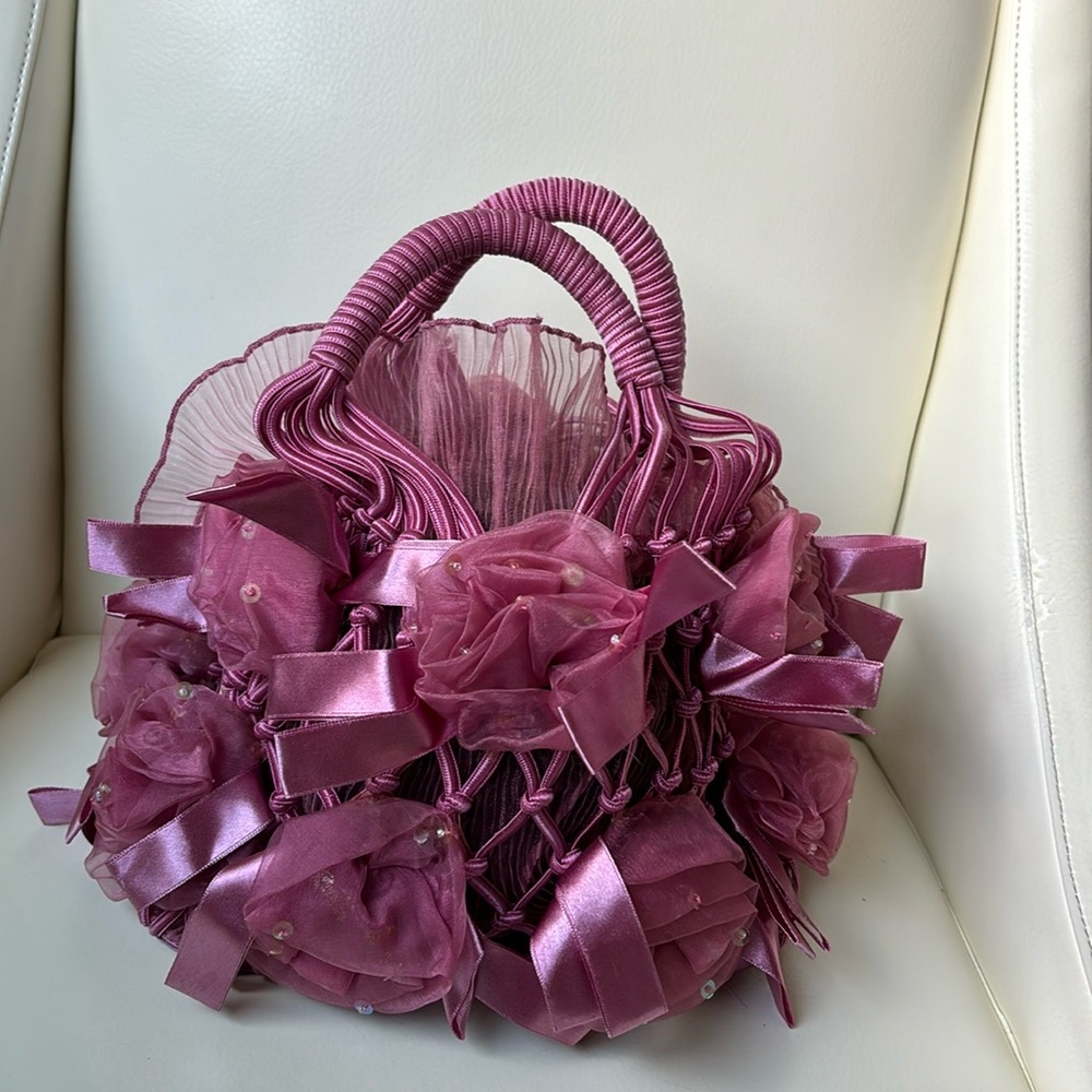 Mauve Floral Sheer Sequin Bag